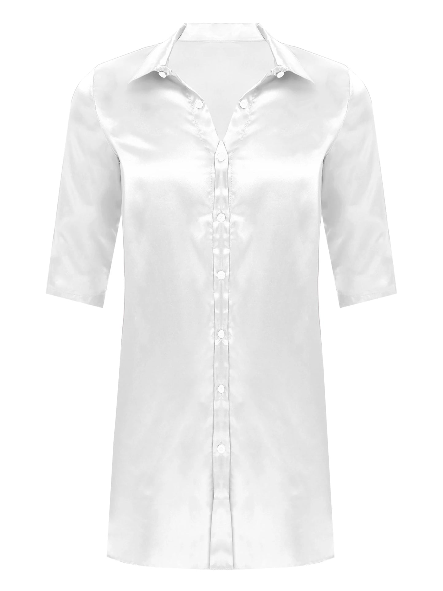 Chemise en satin de soie pour homme Sissy, couleur unie, longue robe portefeuille, peignoir, kimono, chemise de nuit, pyjama, vêtements de nuit, vêtements de détente