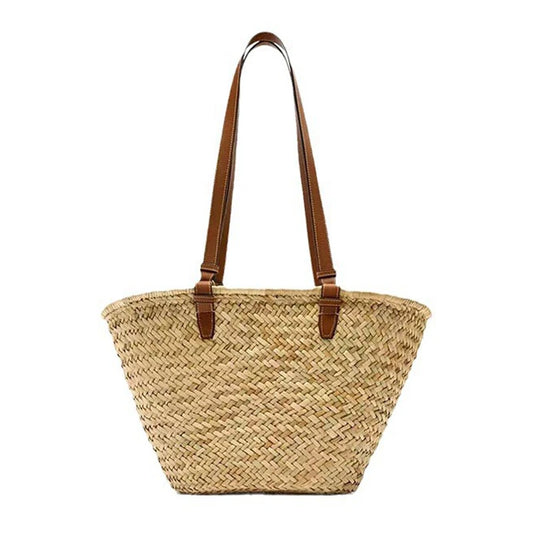 Bolso de paja de gran capacidad para mujer, bandolera tejida a mano, informal, para playa, de verano, estilo Bali