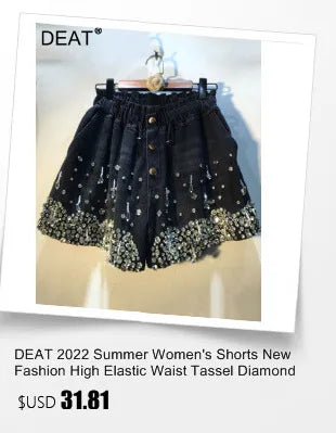 DEAT Fashion Women's Denim Shorts Patchwork Contrast Color Low Waist Pocket Straight Slim Short Jeans Summer 2024 New 17A9086