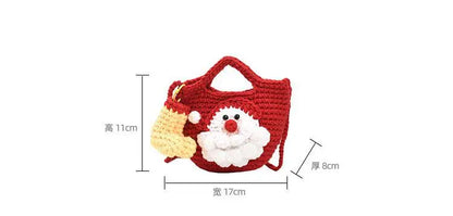 Bolso bandolera tejido a mano con dibujos animados para mujer, bolso para teléfono móvil, bolso bandolera pequeño de punto de Papá Noel, monedero, tarjetero, Kawai