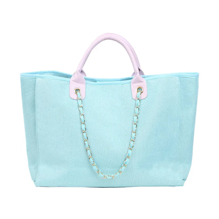 Bolso de mano grande de color caramelo a la moda, bolsos de hombro de diseñador para mujer, bolsos de lona, ​​bolso de playa informal sencillo de verano, bolso grande para compras