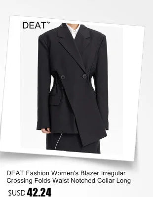 DEAT fashion women's blazer notched collar loose single breasted long sleeve solid color suit jackets summer 2024 new 17A8418