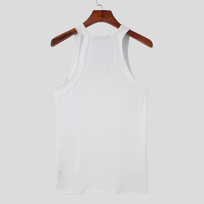 2023 Fashion Men Tank Tops Solid Color O-neck Sleeveless Skinny Vacation Casual Vests Streetwear Party Men Clothes S-5XL INCERUN