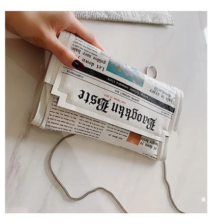 Newspapers modeling day clutch bags letter envelope bag casual shoulder bag purse evening bags with clothing wallet