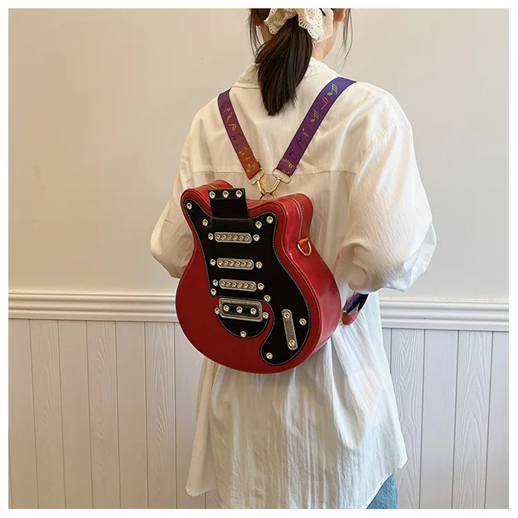 Sacs à bandoulière créatifs en forme de guitare pour femmes, sac à bandoulière fantaisie, sac fantaisie amusant, sac à bandoulière décontracté en PU de style Y2K 2024