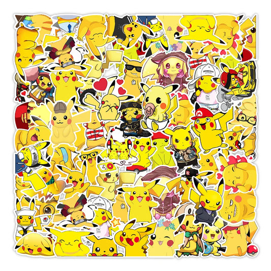 50/100 pegatinas de Pokémon Kawaii Pikachu, pegatinas para patineta, bicicleta, guitarra, portátil, juguetes impermeables para niños, regalo