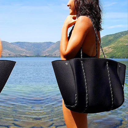 casual Neoprene large capacity tote bag solid color women shoulder bags waterproof lady handbags summer beach bag travel big2022