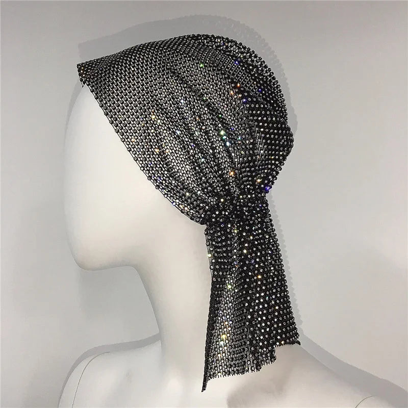 Glitter Rhinestone Woman Headscarf Diamond Elastic Hair Scarf Outdoor Clubwear Headwear Dropshipping Wholesale