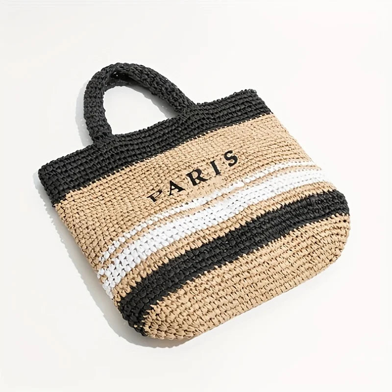 Casual Large Capacity Straw Tote Bag Designer Letters Women Handbags Handmade Woven Summer Beach Bag Big Shopper Purses 2024