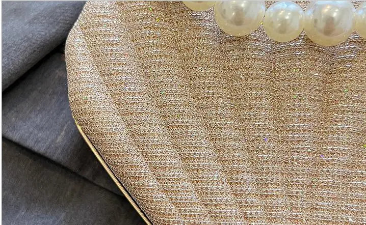 Bolso de hombro estilo marca, bolso de concha con cadena de perlas, bolso cruzado de lentejuelas de moda para mujer, bolso de noche