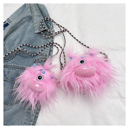 Bolso bandolera de peluche con forma de monstruo de dibujos animados 2024, nuevo y creativo bolso de hombro, mochila para niñas, bolso de peluche Kawaii