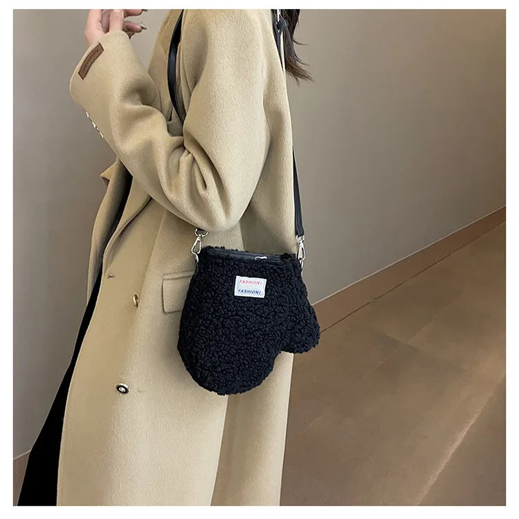 Bolso de hombro pequeño con forma de guante de moda, bolso de mano de felpa para mujer, bolso de diseñador de marca, lindo bolso cruzado para mujer, monedero, novedad de 2024