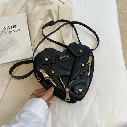 Motorcycle Style Clothes Shape Crossbody Bag Spice Girl Style Shoulder Bag Women Heart Shape Handbag Love Messenger Bag