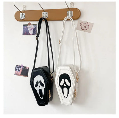 Bolso bandolera con forma de ataúd de fantasma de Halloween, con calavera gótica, divertido bolso de hombro para mujer