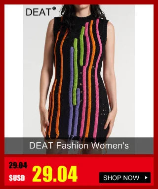 DEAT Vestido de mujer de moda con escote en V, ajustado, de mezclilla con parches, cremallera, volantes, tirantes finos irregulares, vestidos de verano 2024 17A945H