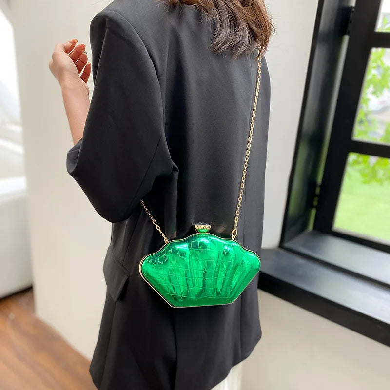 Women Shoulder Handbags Shell Bag Chain Cute Stone Patern Small Bag Phone Pouch  Crossbody Bags for Women Bolsa Feminina