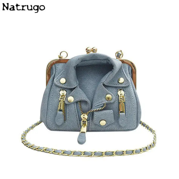 Bolso de hombro pequeño para mujer, bonito bolso cruzado con forma de ropa para niñas, bolso de cadena con remaches a la moda para niñas, bolso de mujer