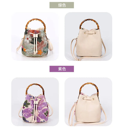 Bolsos de cubo con bordado de lentejuelas de moda, bolsos de mano con asa Baboom para mujer, bolsos cruzados de paja con flores, bolsos de playa de verano