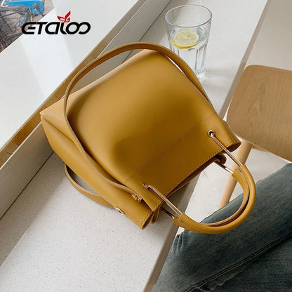 Bolso de mano de piel suave para mujer, bolso de hombro de alta calidad para mujer, bolso de mano tipo cubo, bolsos de moda para mujer, novedad de 2024