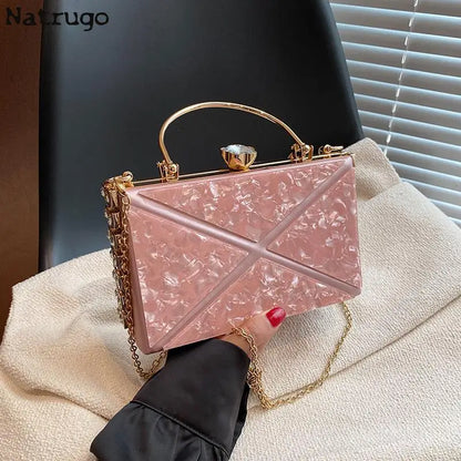 Bolso de cena de acrílico para mujer, bolso bandolera tipo caja, bolso de noche para mujer