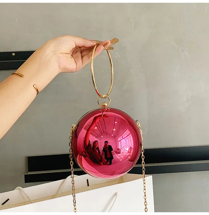 New Acrylic Chain Shoulder Bag Women Handbag Fashion Ball Shape Crossbody Bag Evening Bag