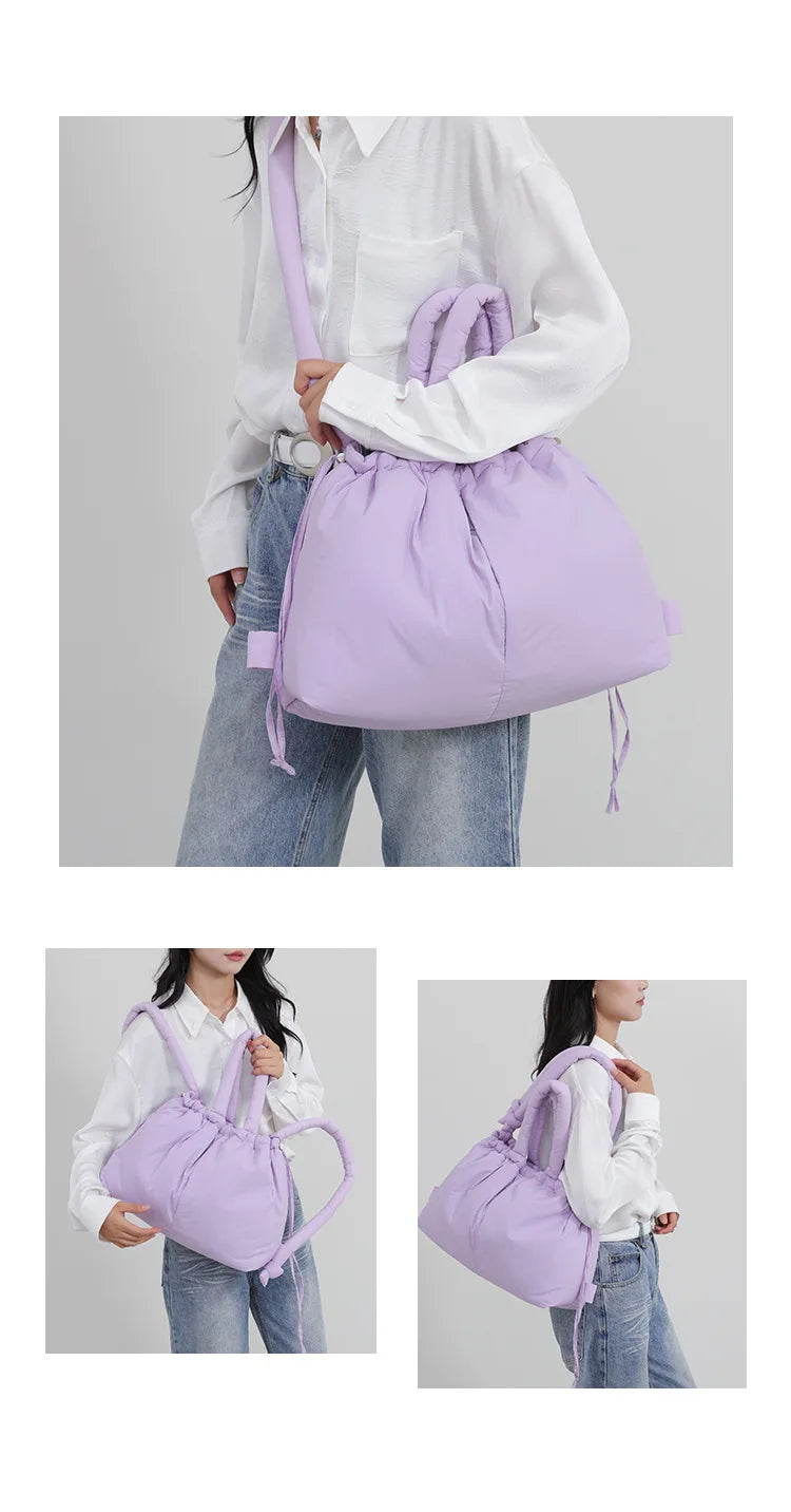 Fashion Large Capacity Puffer Tote Bag Designer Padded Women Handbag Nylon Knotted Strap Shoulder Crossbody Bag Big Shopper Bags