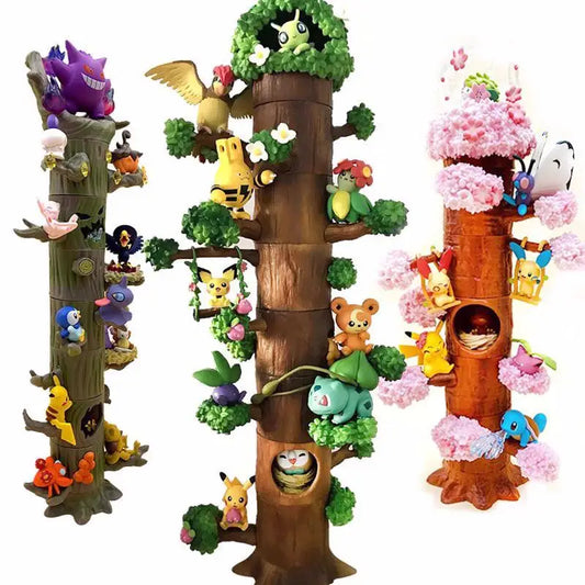 Figurine Pokémon en forme de souche d'arbre, jouet d'Halloween, Gengar, monstre de poche, Pikachu, forêt, figurine d'action, modèle animé, jouet pour enfant, cadeau