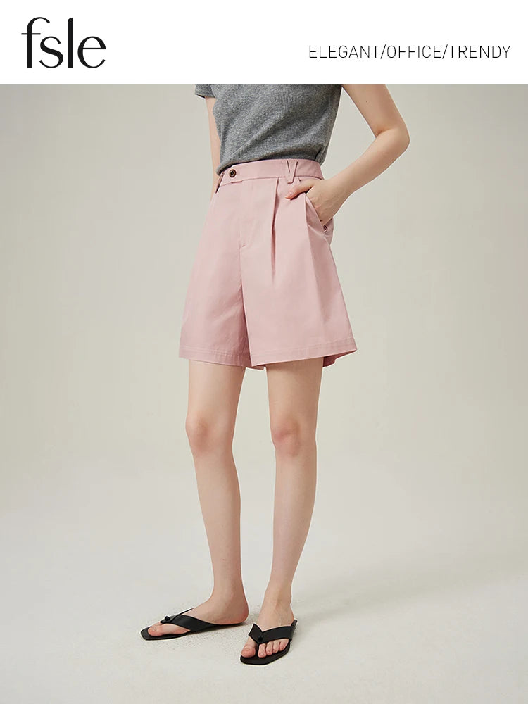 FSLE Summer Casual Versatile Women Shorts 2024 Summer New High Waist Slim Short Pants Classic Shorts For Female 24FS12277