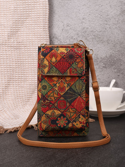 Retro Bohemian Wallet Multi-functional Large Capacity Wood Grain Mobile Phone Bag