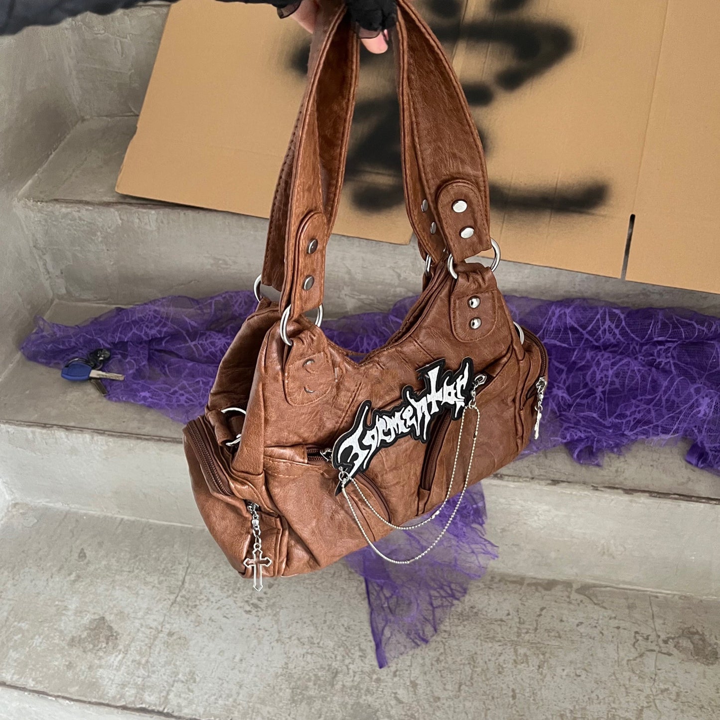 Sac à bandoulière européen et américain marron Spice Girl d'Axillary