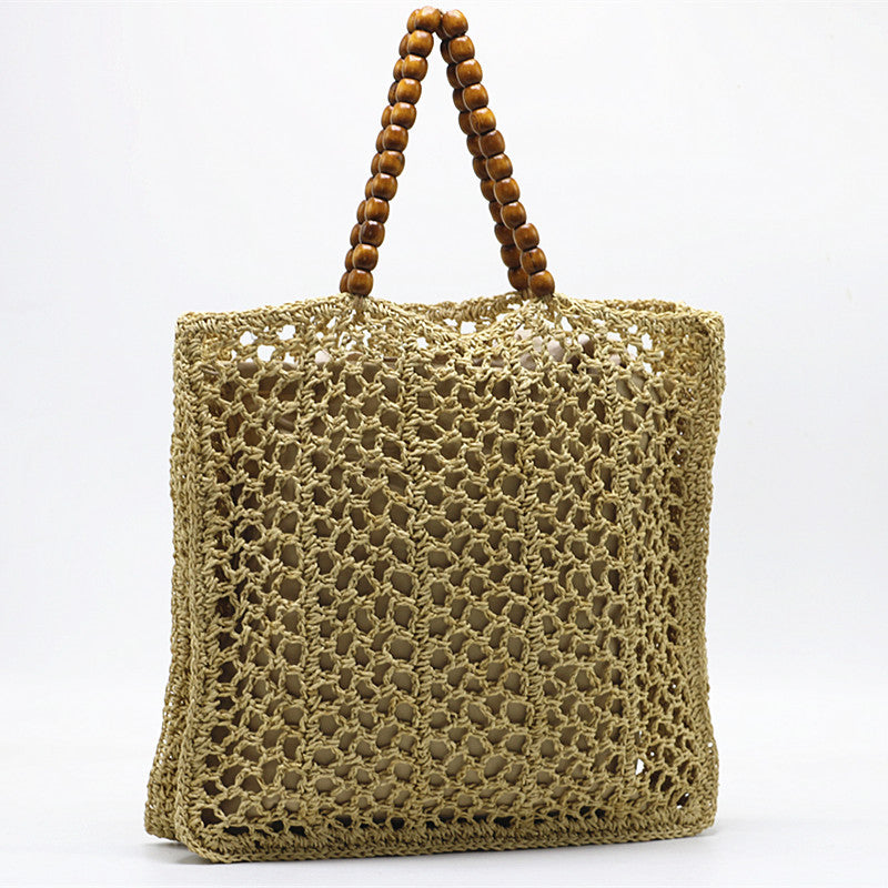 Bolso de mano hueco, bolso de playa tejido, bolso de paja de moda de verano