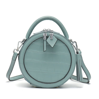 New Leather Small Round Bag Women Messenger