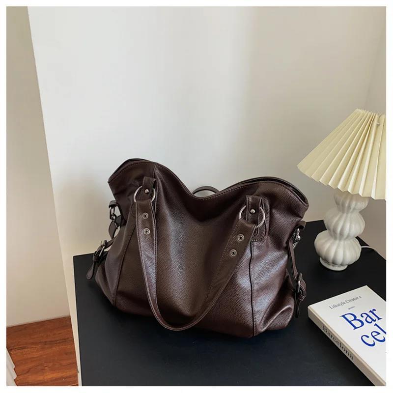 Bolso de mano de gran capacidad para mujer, sencillo, tipo bandolera