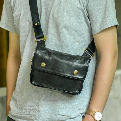 Bolso de pecho de cuero multifuncional para hombre