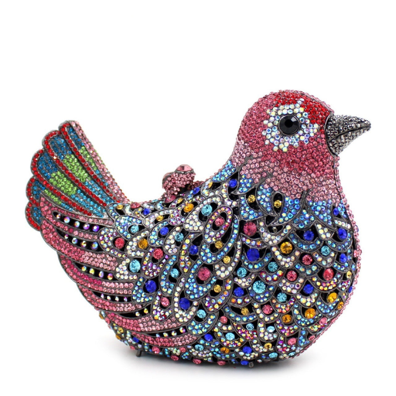 Sac à dîner avec strass et bijoux en forme d'oiseau et de colombe de la paix