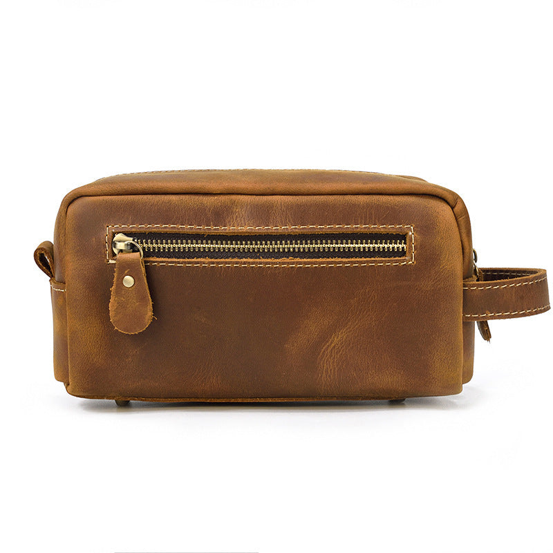 Bolso de mano de piel Crazy Horse Skin Wash Bag de gran capacidad