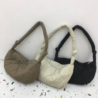 Sac à main en duvet texturé élégant et simple à motif rhombique pour loisirs