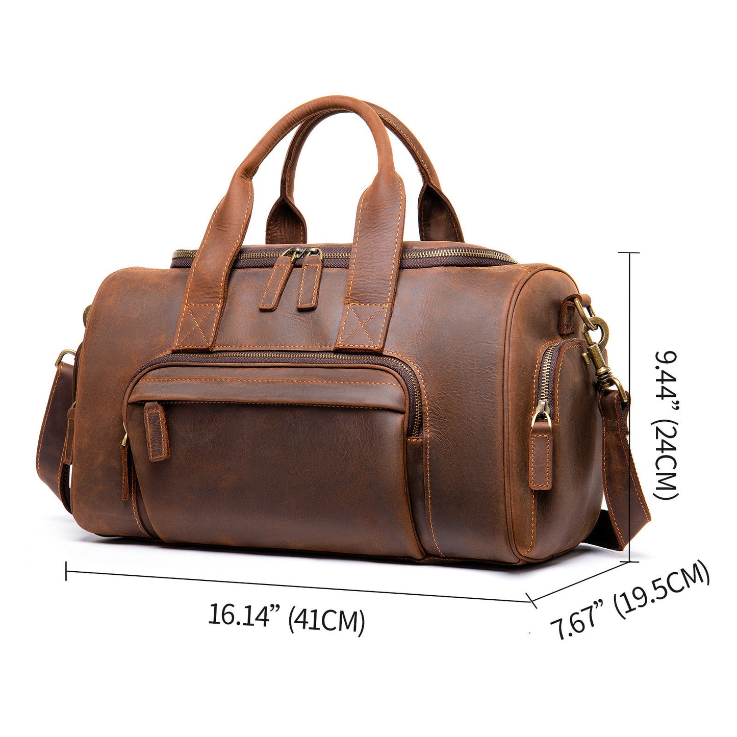 New Leather Handmade Retro Leather Men's Hand Luggage Bag Large Capacity