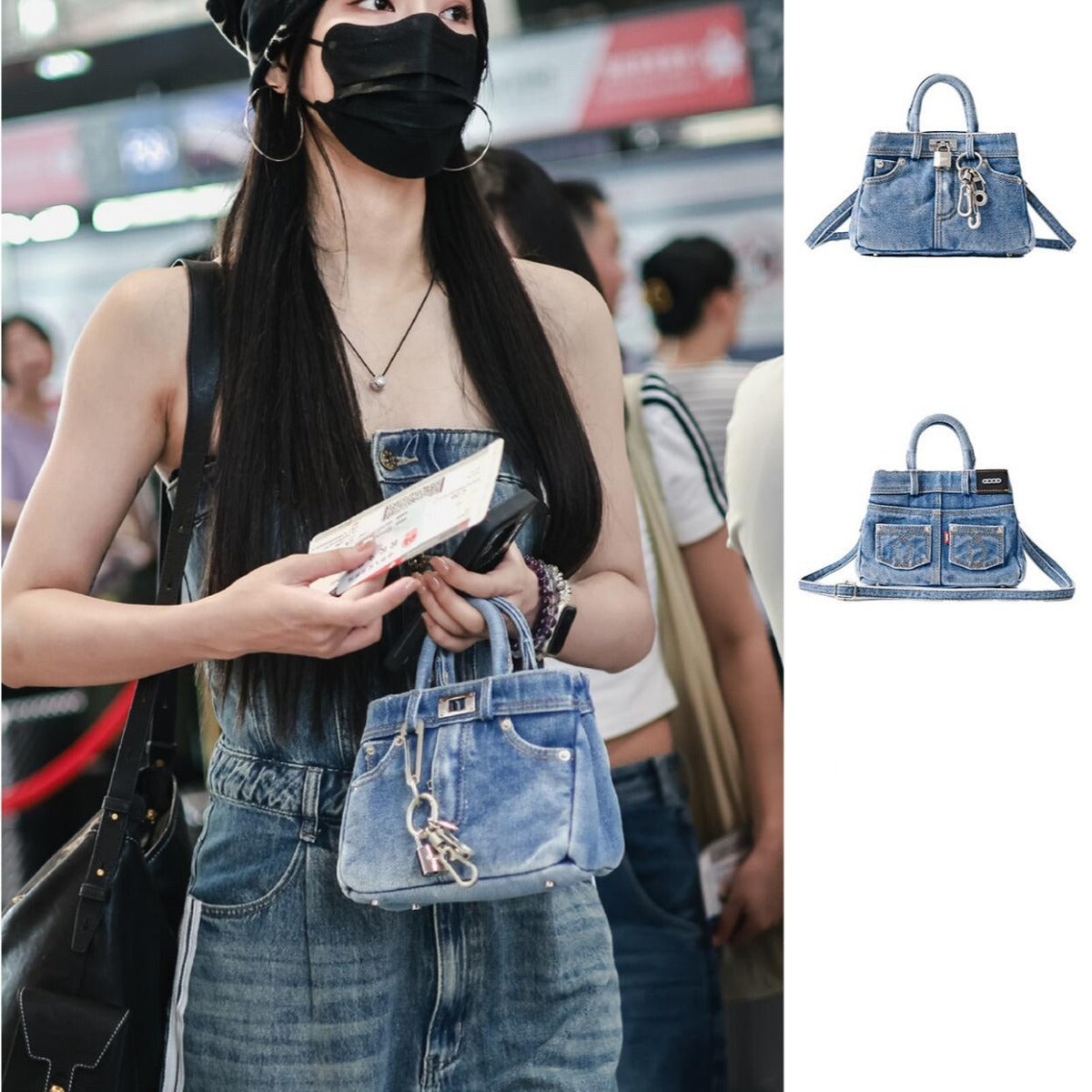 One-shoulder Crossbody Denim Retro Easy Matching Washed Denim Handbag