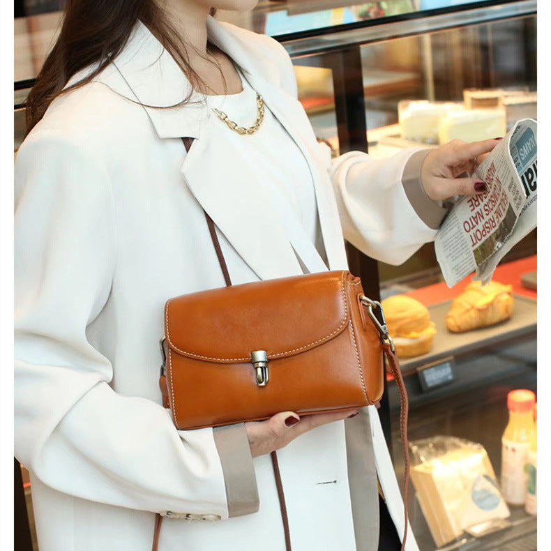 Stylish Simple And Versatile High-grade Exquisite Cowhide Small Square Bag