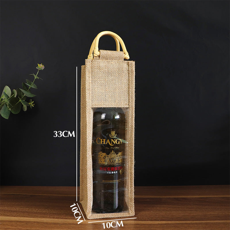 Bolsa de lino para vino tinto, bolsa para envasar vino, paquete de cuatro botellas, bolsa de vino de mano doble