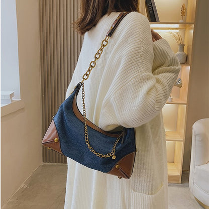 Sac à main à bandoulière en denim polyvalent et tendance