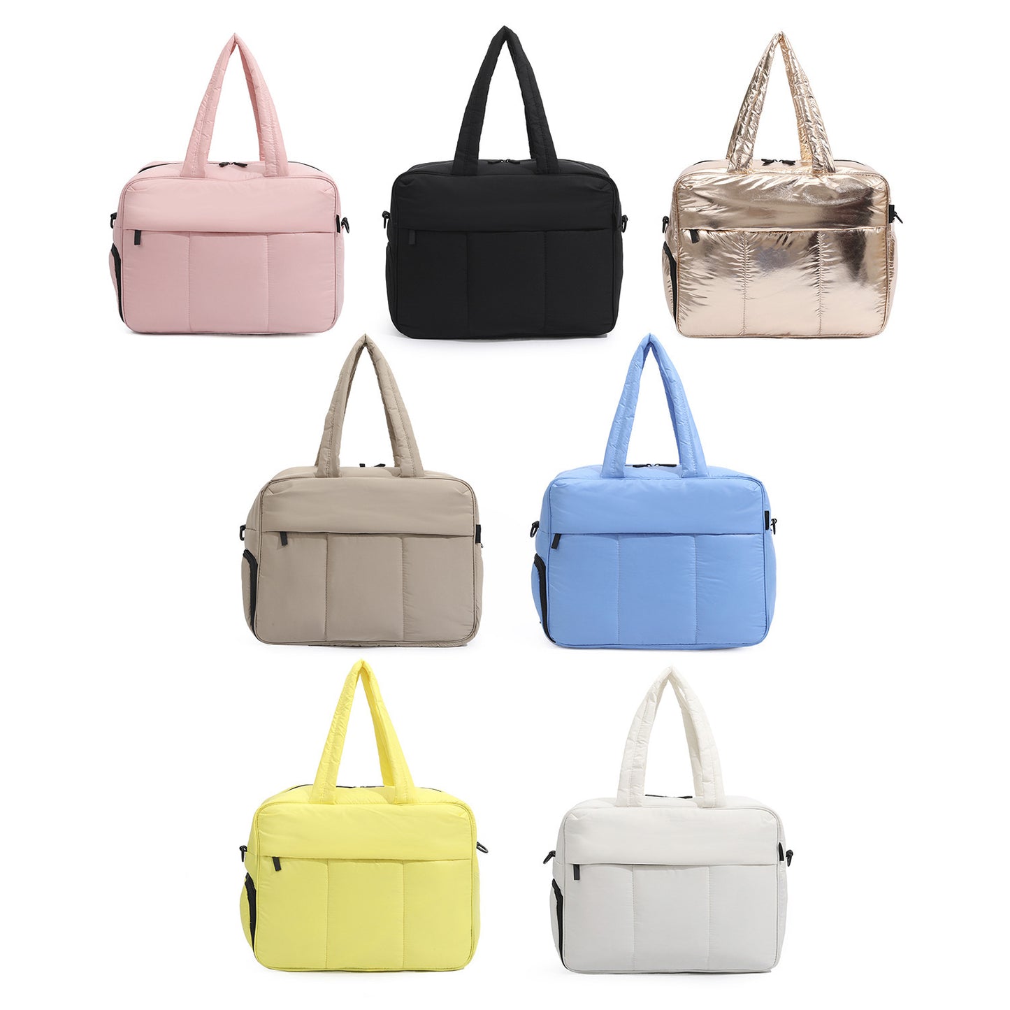 Bolsos de mano de plumón, bolsa de viaje de invierno, bolsa de lona con compartimento para zapatos, portátil, para deportes, yoga, gimnasio, fitness, bolsos de hombro para fin de semana, bolso de mano para pasar la noche para mujer