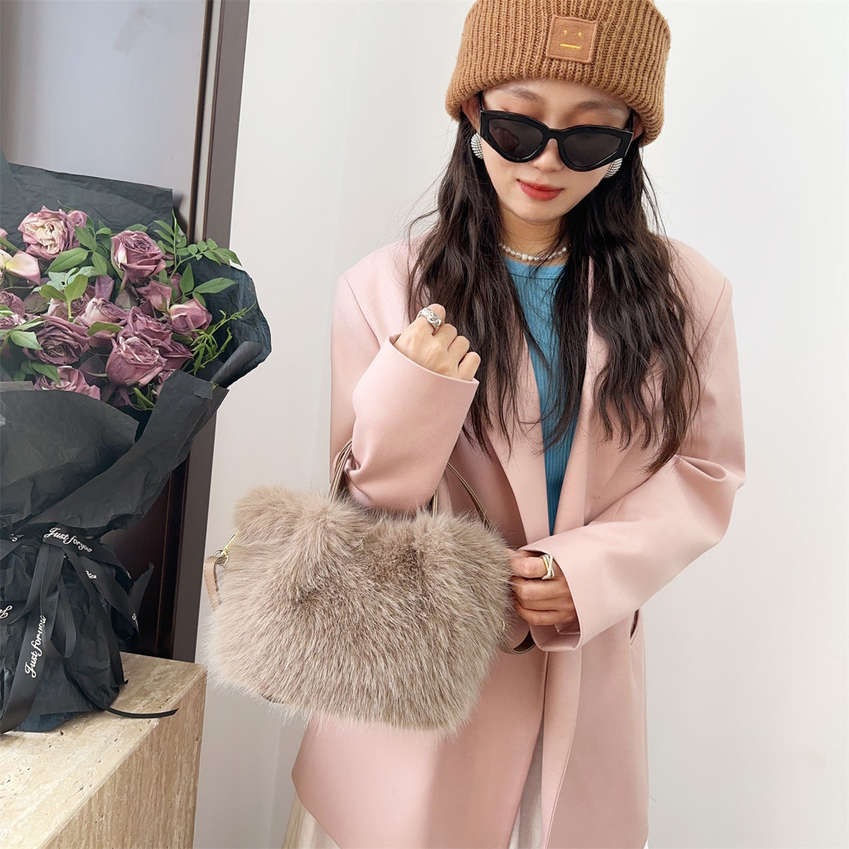 Women's Fox Fur-style Tote Bag