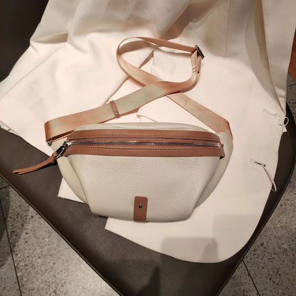 Sac banane en cuir véritable pour femme, simple, élégant et polyvalent, souple