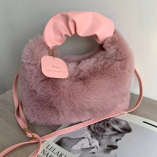 Plush Bag Women's Shoulder Crossbody Handbag