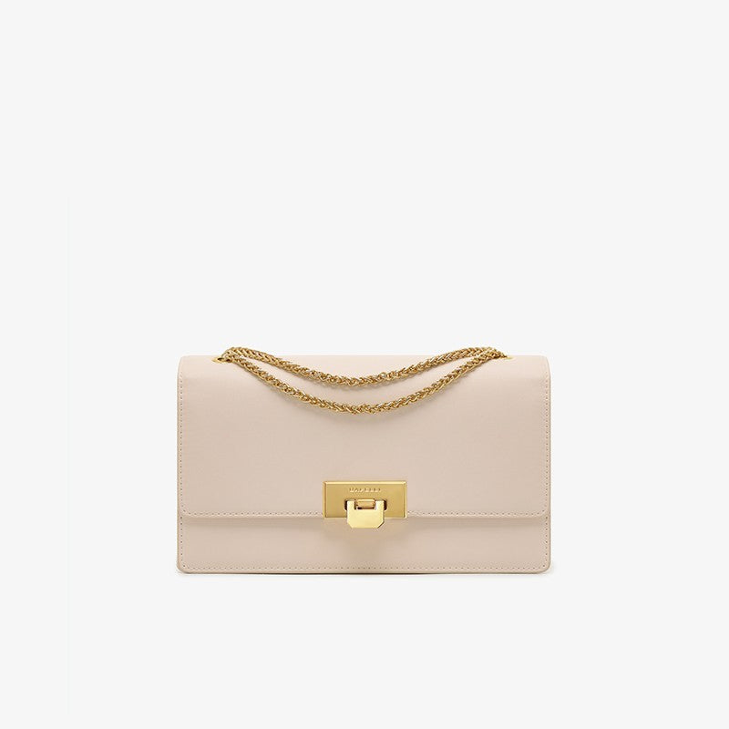 Bolso de hombro de diseño pequeño con cadena de cuero para mujer