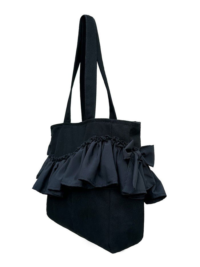 Solid Color Tote Bow Lace Shopping Bag