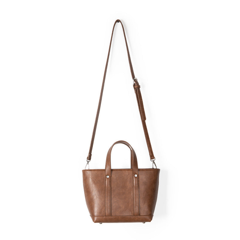 Sac portable en cuir ciré à l'huile, simple et décontracté, de style coréen, grande capacité