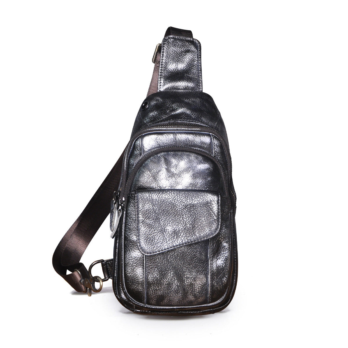 Bolso bandolera retro para teléfono móvil de piel de vaca de Crazy Horse para hombre